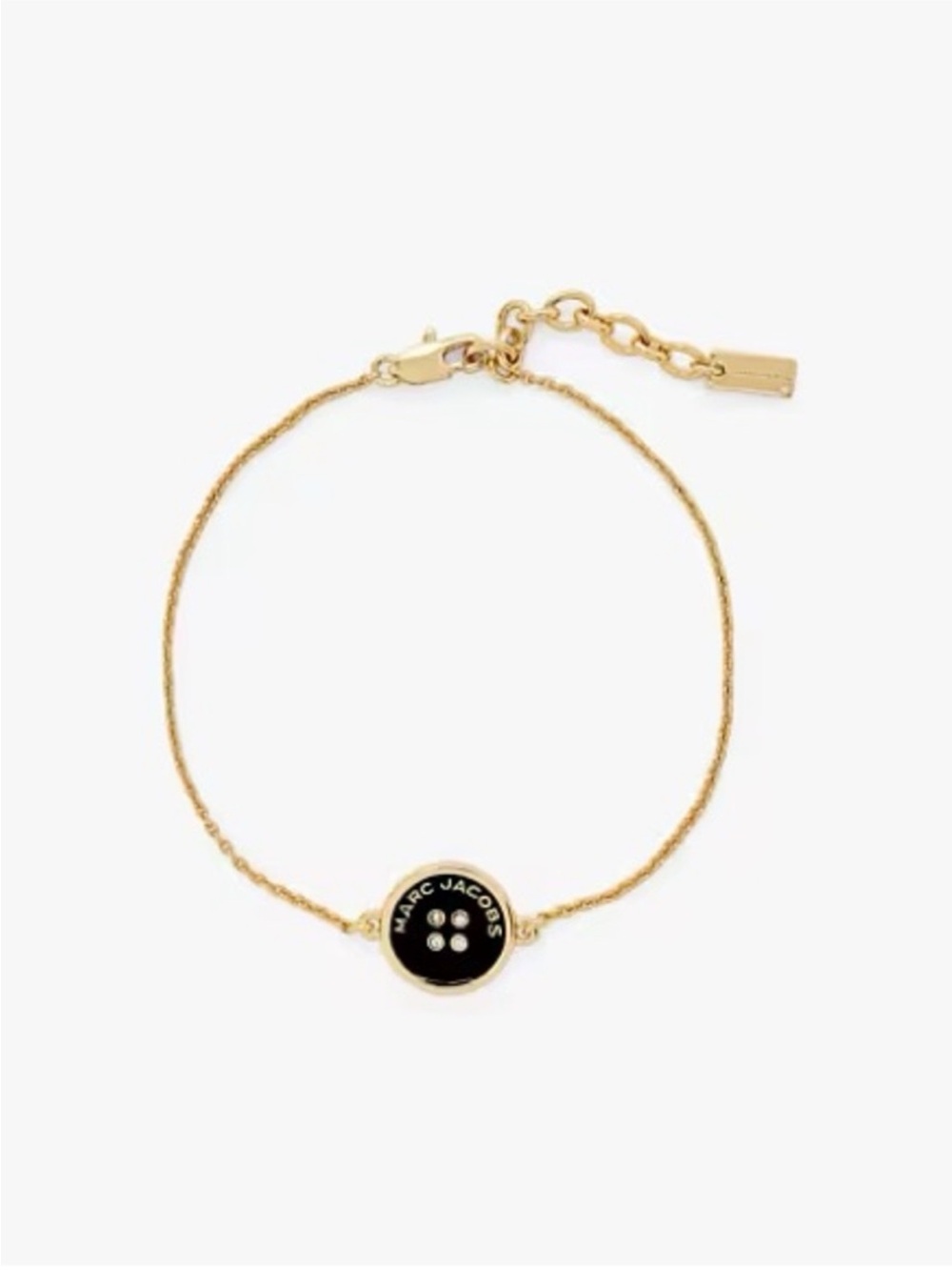 Marc Jacobs Gold Chain Bracelet with Black Button Disc